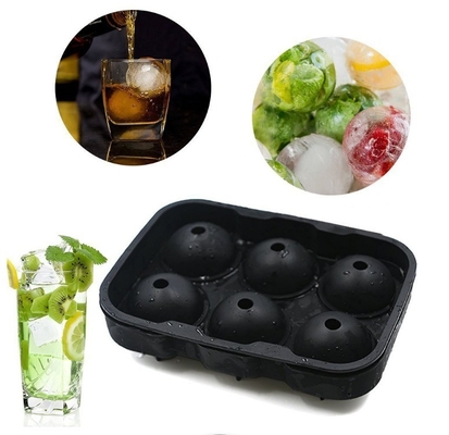 アイスクリームメーカーは6つの空洞食品グレードのシリコンアイスキューブボールトレイ模具と蓋を備えています