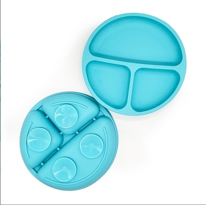 BPA のないシリコン 滑りやすい赤ちゃんディナープレート 吸気カップと食品グレードの材料