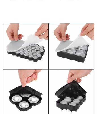 6穴の丸い氷球模具とハニーコム四角氷皿とダイヤモンドの氷球皿