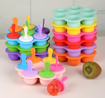 食品級 シリコンアイスカビ 7ホール ポップスクリーム DIY アイスクリームボックス シリコン ポップスクリームカビ