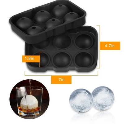 アイスクリームメーカーは6つの空洞食品グレードのシリコンアイスキューブボールトレイ模具と蓋を備えています