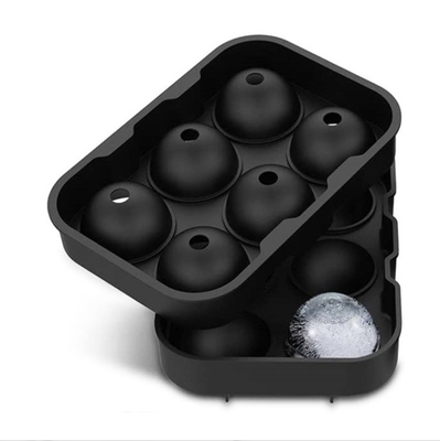 アイスクリームメーカーは6つの空洞食品グレードのシリコンアイスキューブボールトレイ模具と蓋を備えています