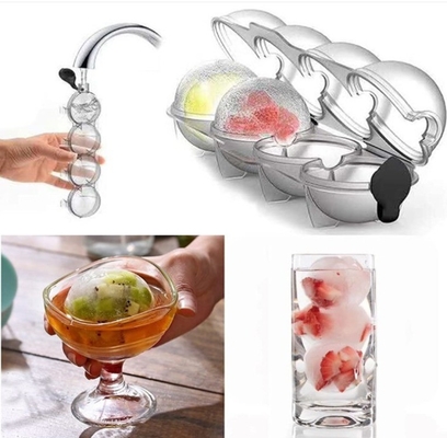 DIY シリコンアイスメーカー ウィスキーアイスホッケー 4ホール模具 丸いプラスチックアイスボール模具