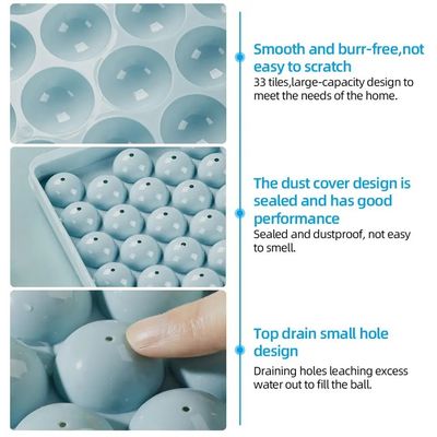 33 グリッド 丸いボール アイスキューブ トレイ エコフレンドリーなPPプラスチック製 アイスクリーム用ツール