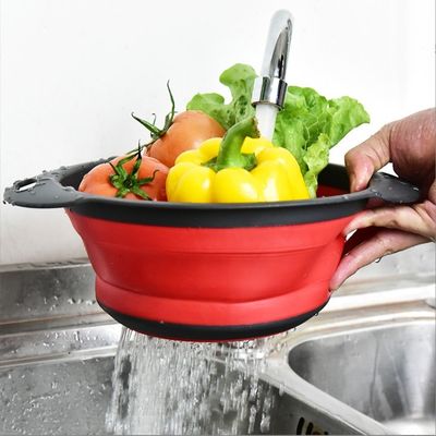 ストック キッチン コランダー ストレナー 折りたたむ野菜洗濯 シリコン 排水バスケット