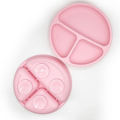 BPA のないシリコン 滑りやすい赤ちゃんディナープレート 吸気カップと食品グレードの材料