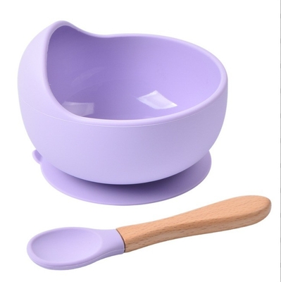 2パック シリコンベビーフィッティングセット 吸い鉢とスプーン 子供のためのディナーウェア用品